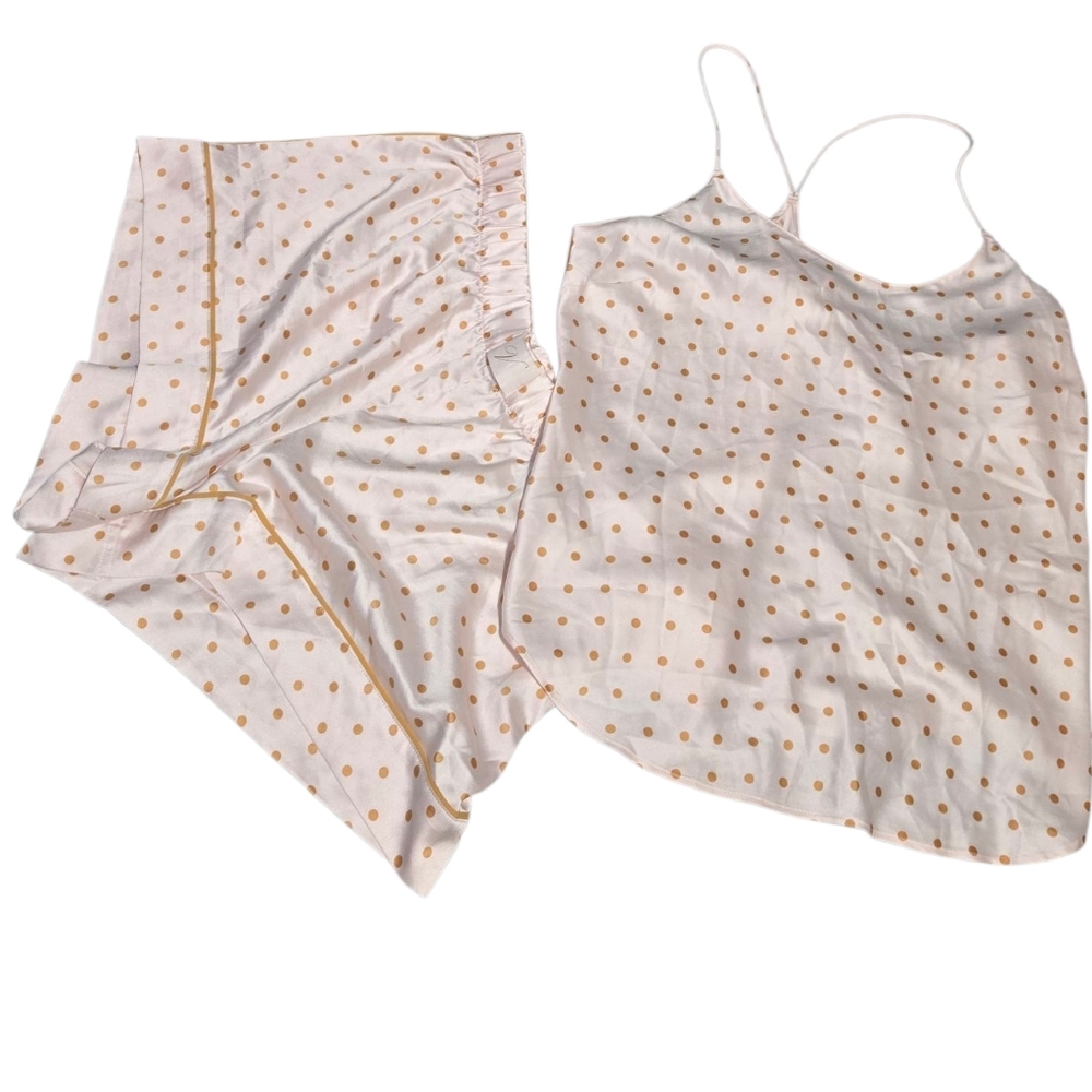 Victoria's Secret Cream and Gold Dot Pajama Set